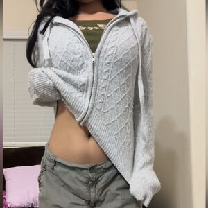 Cable knit zip up cardigan